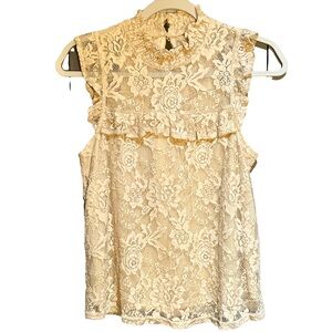 bleuh ciel Cream Lace Blouse